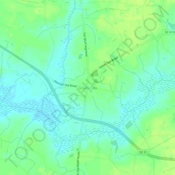 Carte topographique Green Sea, altitude, relief