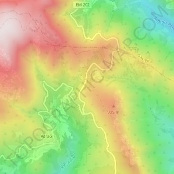 Carte topographique Fojo do Lobo de Adrão, altitude, relief