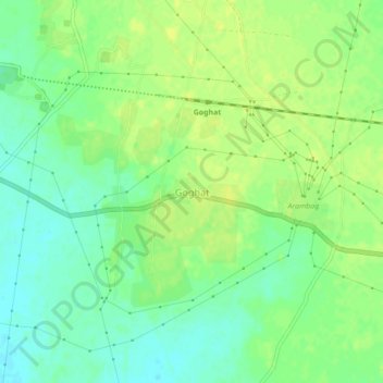 Carte topographique Goghat, altitude, relief