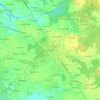Carte topographique Kerlosquet, altitude, relief