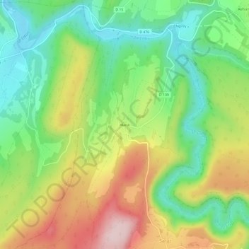 Carte topographique Alaise, altitude, relief