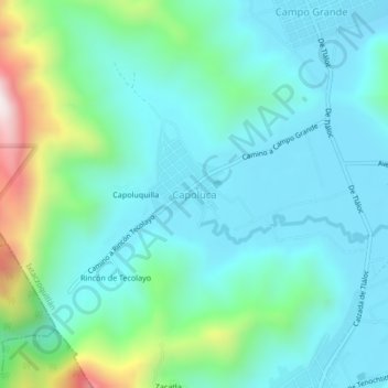 Carte topographique Capoluca, altitude, relief