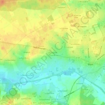 Carte topographique Les Colonies, altitude, relief