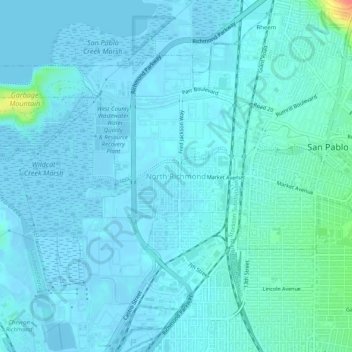 Carte topographique North Richmond, altitude, relief