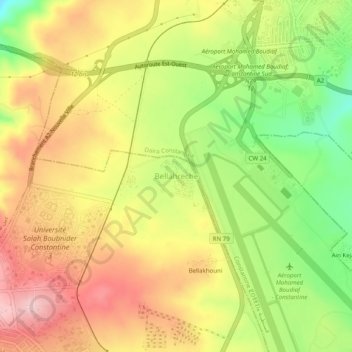 Carte topographique Bellahreche, altitude, relief