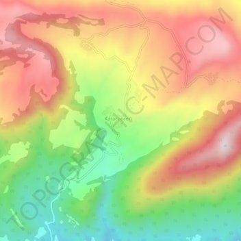 Carte topographique Karacaören, altitude, relief