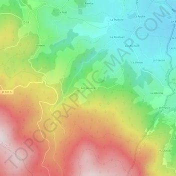 Carte topographique La Fressinie, altitude, relief