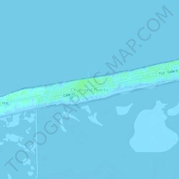 Carte topographique Chuburná Puerto, altitude, relief