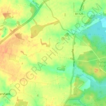 Carte topographique Hinton, altitude, relief