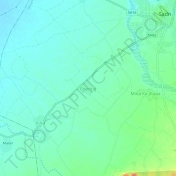 Carte topographique Bhadraj, altitude, relief