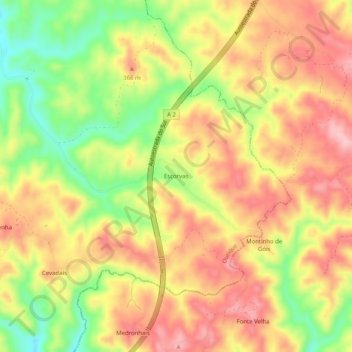 Carte topographique Escorvas, altitude, relief