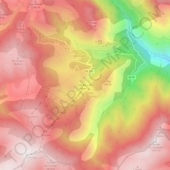 Carte topographique Les Buisses, altitude, relief