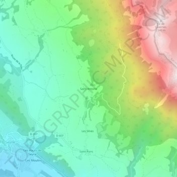 Carte topographique Saint Antoine, altitude, relief