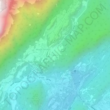 Carte topographique Vallene, altitude, relief