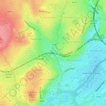 Carte topographique The Arches, altitude, relief