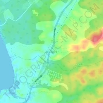 Carte topographique Bipaga I, altitude, relief