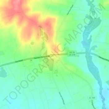 Carte topographique Horrel Hill, altitude, relief