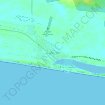 Carte topographique Assouindé, altitude, relief