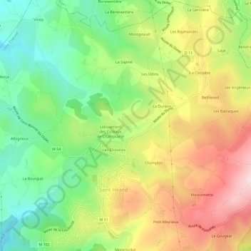 Carte topographique La Relandière, altitude, relief