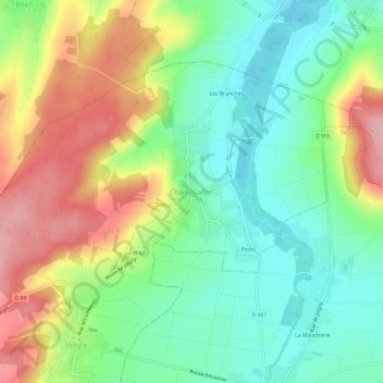 Carte topographique Champvallon, altitude, relief