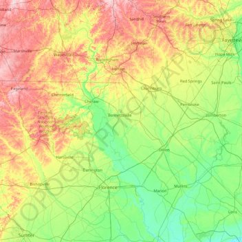 Carte topographique Marlboro, altitude, relief