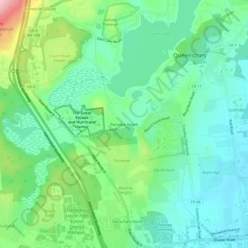 Carte topographique Paradise Beach, altitude, relief