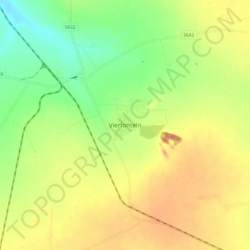 Carte topographique Vierfontein, altitude, relief