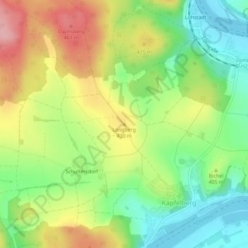 Carte topographique Langberg, altitude, relief