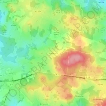 Carte topographique Moulantier, altitude, relief
