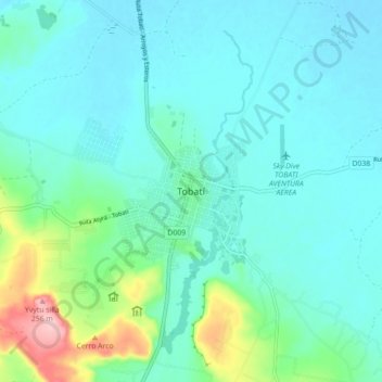Carte topographique Tobatí, altitude, relief
