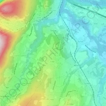 Carte topographique Ésery, altitude, relief