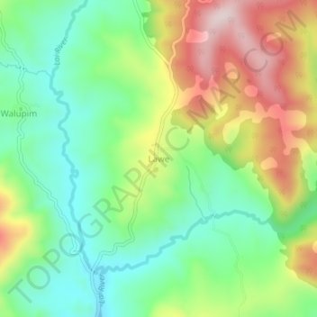 Carte topographique Lawe, altitude, relief