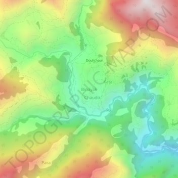 Carte topographique Binayak, altitude, relief