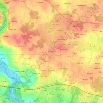 Carte topographique Malachap, altitude, relief