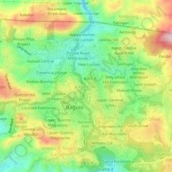 Carte topographique Kagitingan, altitude, relief