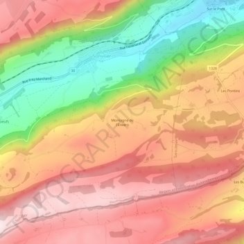 Carte topographique Montagne de l'Envers, altitude, relief