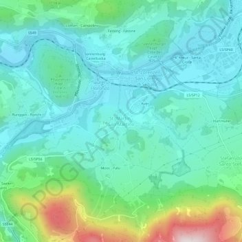Carte topographique St. Martin - San Martino, altitude, relief