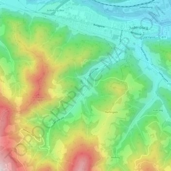 Carte topographique Oberweg, altitude, relief
