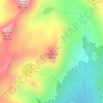 Carte topographique Grey Butte, altitude, relief