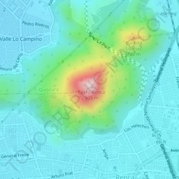 Carte topographique Mirador Cima, altitude, relief