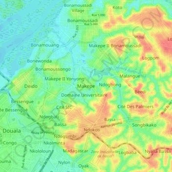Carte topographique Makepe, altitude, relief