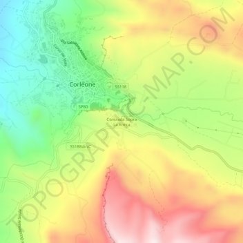 Carte topographique Contrada Sopra La Rocca, altitude, relief
