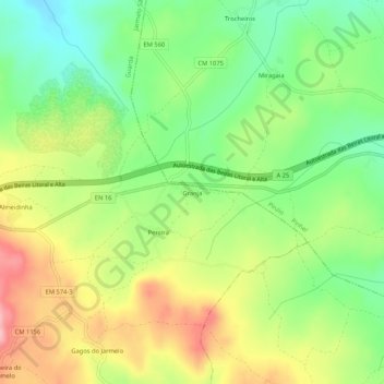 Carte topographique Granja, altitude, relief