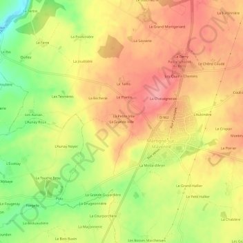 Carte topographique La Grande Ville, altitude, relief