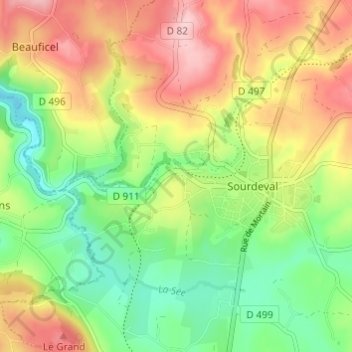 Carte topographique La Bruyère de Haut, altitude, relief