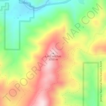 Carte topographique Las Conchas, altitude, relief