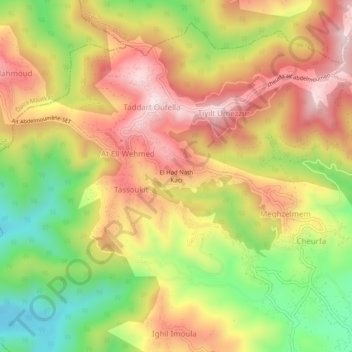 Carte topographique El Had Nath Kaci, altitude, relief