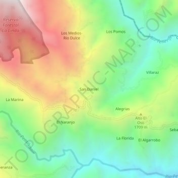 Carte topographique San Daniel, altitude, relief