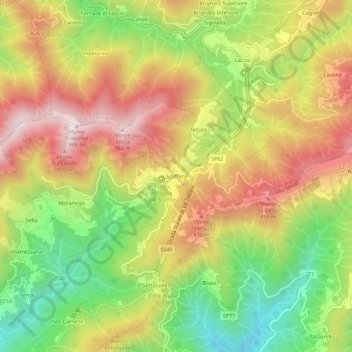 Carte topographique Scoffera, altitude, relief