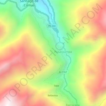 Carte topographique Chachan, altitude, relief